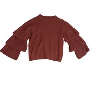 Maroon Ruffle Sleeve Sweater